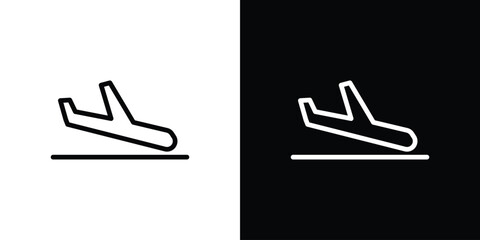 Arrival icon. Vector linear icon isolated in black and white