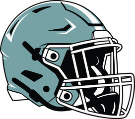 Football Helmet Graphic, Teal Football Helmet Illustration, American Football Helmet Design, Sports Helmet Vector Art, Modern Football Helmet Icon