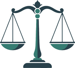 Scales of Justice Icon, Law and Order Symbol, Justice Balance Graphic, Legal Equality Illustration, Teal Green Scales Image