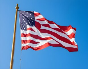 Fototapeta premium american flag on blue sky