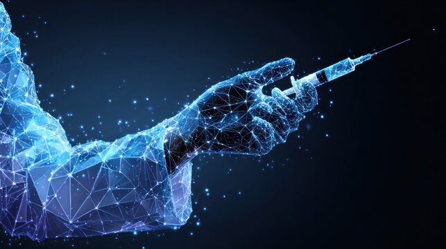 Abstract medical hand injecting