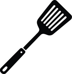 Black Spatula Icon, Kitchen Utensil Spatula, Slotted Spatula Illustration, Cooking Spatula Graphic, Flatware Spatula Design