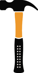 Claw Hammer Icon, Construction Hammer Graphic, DIY Hammer Tool Image, Hammer Silhouette, Orange Handle Hammer Clipart