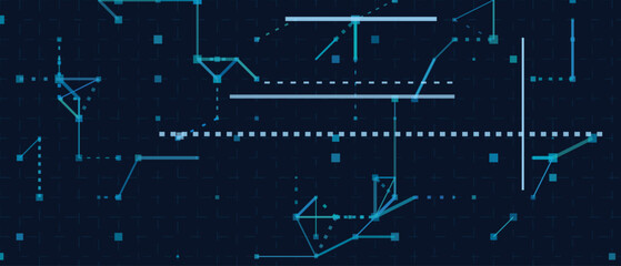 Futuristic digital interface with abstract geometric tech elements.