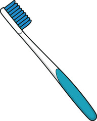 Naklejka premium Simple Blue Toothbrush, Cartoon Toothbrush Illustration, Dental Hygiene Icon, Clean Toothbrush Graphic, Blue Toothbrush Clipart