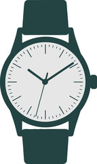 Classic Wristwatch, Minimalist Watch Design, Simple Timepiece Icon, Elegant Watch Illustration, Green Strap Watch Graphic