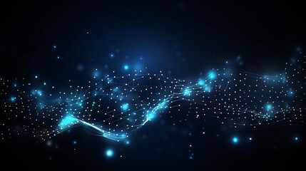 Obraz premium Abstract network connection structure with glowing nodes on a dark blue backdrop