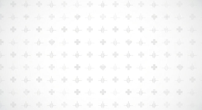 White medical background pattern with crosses and heartbeats for healthcare and science projects