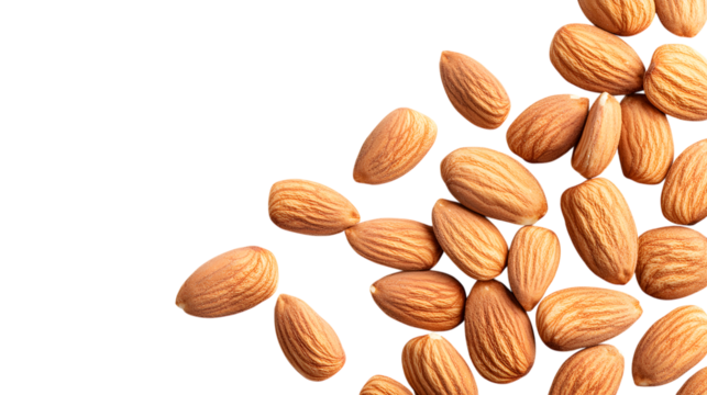 Scattered Almonds isolated on a transparent background