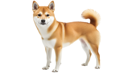 Shiba Inu dog standing isolated on a transparent background