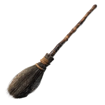 Traditional broomstick with mystical aura and spooky theme on transparent background