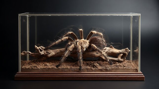 tarantula spider in a glass box