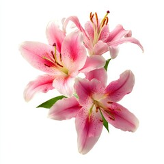 Fototapeta premium Pink lilies in full bloom, a beautiful bouquet, showcasing their delicate petals and vibrant colors