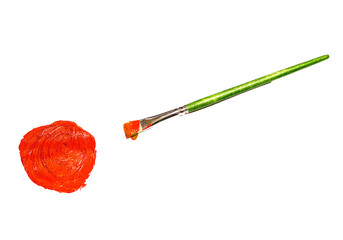 Pinsel und rote Farbe