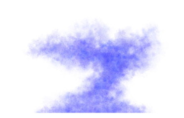 Thick blue smoke cloud with detailed particles and soft diffusion on a transparent background, resembling an abstract explosion or mushroom shape, ideal for visual effects and design