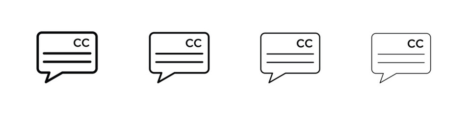 Subtitles icon symbol pictogram set