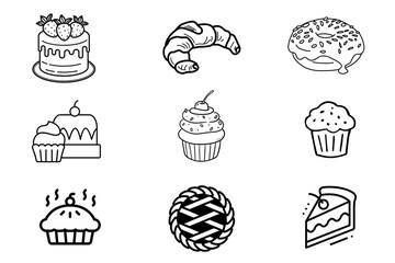 set of most sell desserts icons, dessert icons, breakfast, snack icons