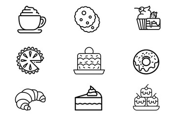 set of most sell desserts icons, dessert icons, breakfast, snack icons © NadeAnamta