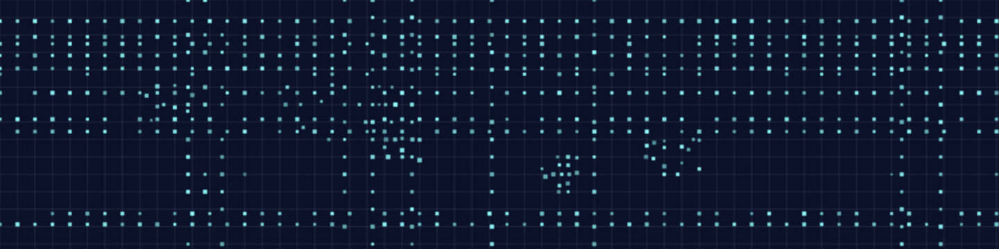 Digital grid with dotted pattern on dark background.