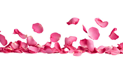 Pink Rose Petals Falling isolated on a transparent background