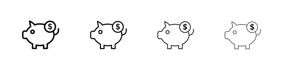 Piggy bank icon symbol pictogram set