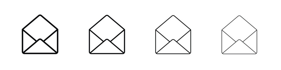 Open envelope icon symbol pictogram set