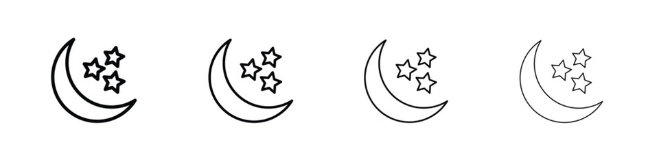 Moon stars icon symbol pictogram set
