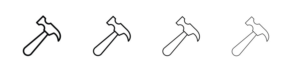 Hammer icon symbol pictogram set