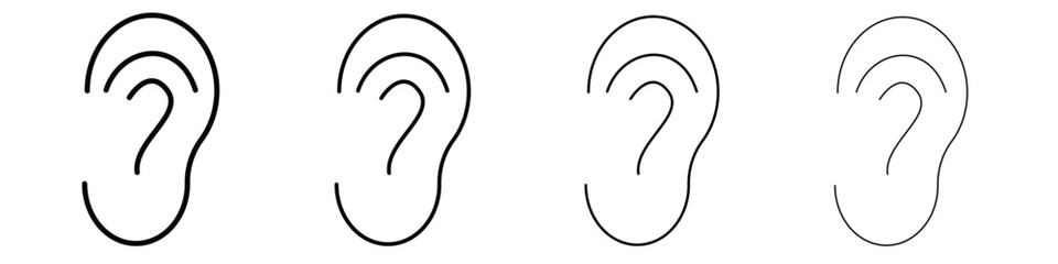 Ear icon symbol pictogram set