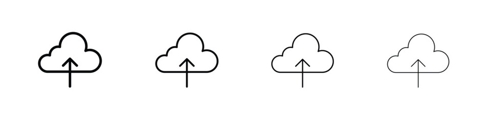 Cloud upload icon symbol pictogram set