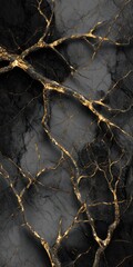 Dark grey marble with gold veins
