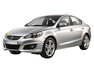 Obraz premium Sleek silver sedan with modern design and alloy wheels on a black background
