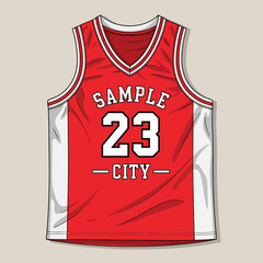 Red and white basketball jersey design with number 23 and "CITY" text.