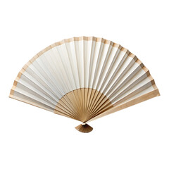Isolated image of a white and beige hand fan with a wooden base against a black background studio shot created with generated ai