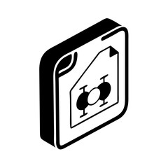 Isometric icon of a document with a network diagram icon