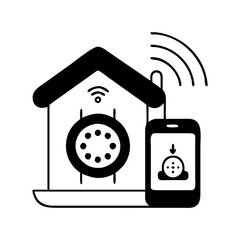 Smart house icon with wireless signal and smartphone control icon