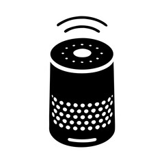 Black icon of a smart speaker with wifi signal icon