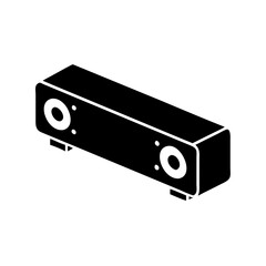 Obraz premium Isometric view of a black stereo sound bar with speakers isolated on white icon