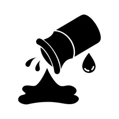 Bottle pouring liquid, creating a puddle and droplets icon