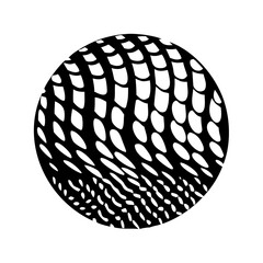 Abstract black and white circular pattern with oval shapes on a icon