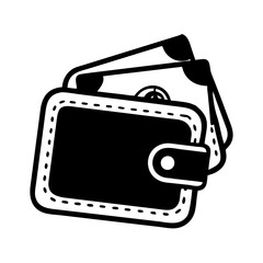 Wallet with money sticking out icon