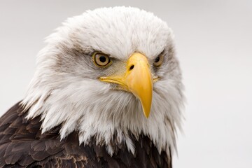 Obraz premium Detailed close up of a bald eagle displaying powerful features and majestic appearance