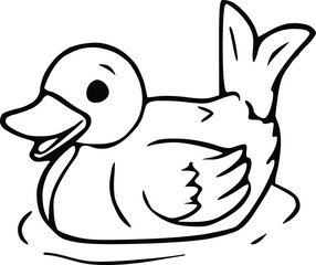 Duck Swimming Hand Drawn Illustration