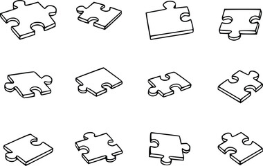 Collection of Jigsaw Puzzle Pieces Illustration