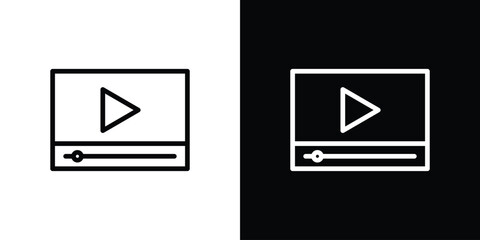 Video tutorial icon logo concept in strokes