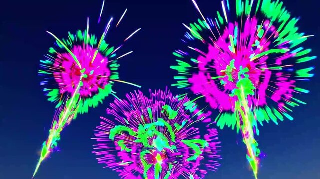 Non-Objective Vivid Pyrotechnic Display Against Azure Firmament