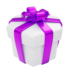 purple gift box with bow