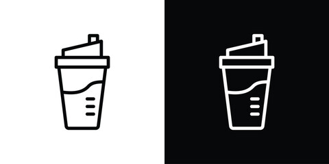 Protein shake icon logo concept in strokes
