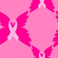 Breast cancer month seamless pink ribbon day mammogram pattern for medical accessories and medicine textiles