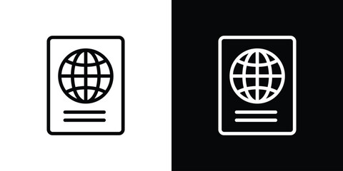 Passport icon logo concept in strokes